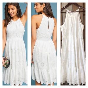 Anthropologie Maeve tiered eyelet midi dress